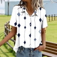 thumbnail image 4 of Puntoco Womens Summer Tops Short Sleeve ShirtsPrinted button up collar shirt top Dressy Casual Blouses, 4 of 5