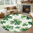 thumbnail image 2 of Round Rug 5Ft, Vintage Four-Leaf Irish St. Patrick's Day Soft Non-Slip Washable Felt Carpet Pad, Watercolor Green Area Rugs for Living Room Bedroom Kids Room, 2 of 9