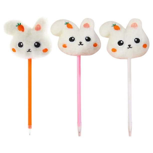 3 bolígrafos adorables con forma de conejo, para escribir, para oficina, aula, papelería kawaii