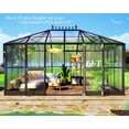 thumbnail image 2 of Jocisland 14x9.5x9 ft Steel Polycarbonate Greenhouse - 6 ft Wall Height Ventilation and Rain Gutter for Garden, Black, 2 of 8