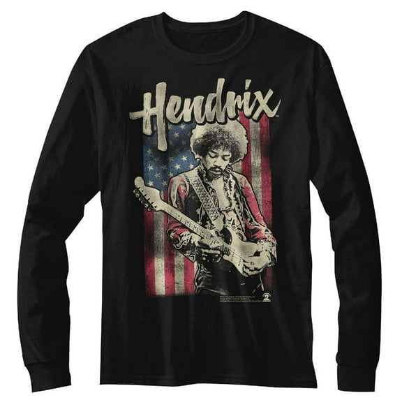 Jimi Hendrix Flag Black Long Sleeve T-Shirt