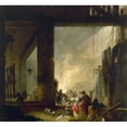 thumbnail image 3 of Hubert Robert 13x12 Black Modern Framed Museum Art Print Titled - La Blanchisserie (1758-1759), 3 of 5