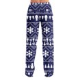 thumbnail image 6 of Dwralegc Christmas Pajamas for Women Cute Xmas Printed Winter Elastic Waist Pajama Bottoms Comfy Wide Leg Casual Pj Pants Drawstring Soft Holiday Pants with Pockets Royal Blue M, 6 of 7