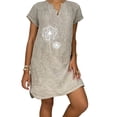 thumbnail image 1 of SMihono Robe d'Été Boho pour Femmes Grande Taille Femmes Manches Courtes Col en V Décontracté Vacances Imprimé Mini Robe Droite, 1 of 1