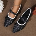 thumbnail image 2 of SuTry Women's Pointed Toe Flats Polka Dot Bow Detail Slip On Elastic Strap Lightweight Comfortable Casual Walking Shoes(38), 2 of 9