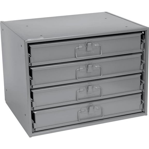Global Industrial 493505 Durham Steel Compartment Box Rack - Gray - 20 x 15.75 x 15 in. with 4 of 16-Compartment Boxes