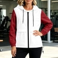 thumbnail image 6 of SuTry Women's Jacket, Color Block Long Sleeve Windbreaker, Waterproof Hooded Zip Up Outdoor Coat with Pockets, Travel Hiking Essential Layer, 6 of 7