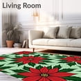 thumbnail image 2 of ODIKA 8'x10' Machine Washable Non-Slip Area Rug, Traditional Holiday Poinsettia Bloom Design with Seasonal Florals High Traffic Rug with Pad, Red, 505425, 2 of 8