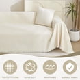 thumbnail image 2 of Funda para sofá MYSKY HOME de chenilla 231 x 381 cm beige con borlas, 2 of 9