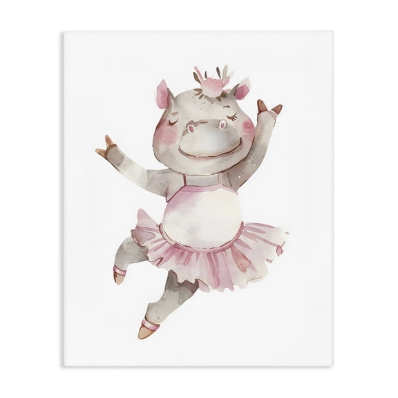 Stupell Industries Cottage Ballerina Hippo in Tutu Canvas Art, 16 x 20, by LSR Design Studio