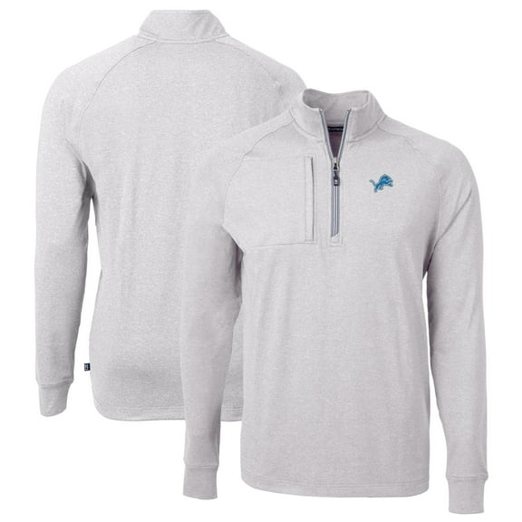 Men's Cutter & Buck Heather Gray Detroit Lions Big & Tall Adapt Eco Knit Quarter-Zip Pullover Top