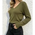 thumbnail image 3 of Women’s Fitted V-Neck Ribbed Knit Sweater, Long Sleeve Pullover Top, Sizes S-XL, 3 of 6