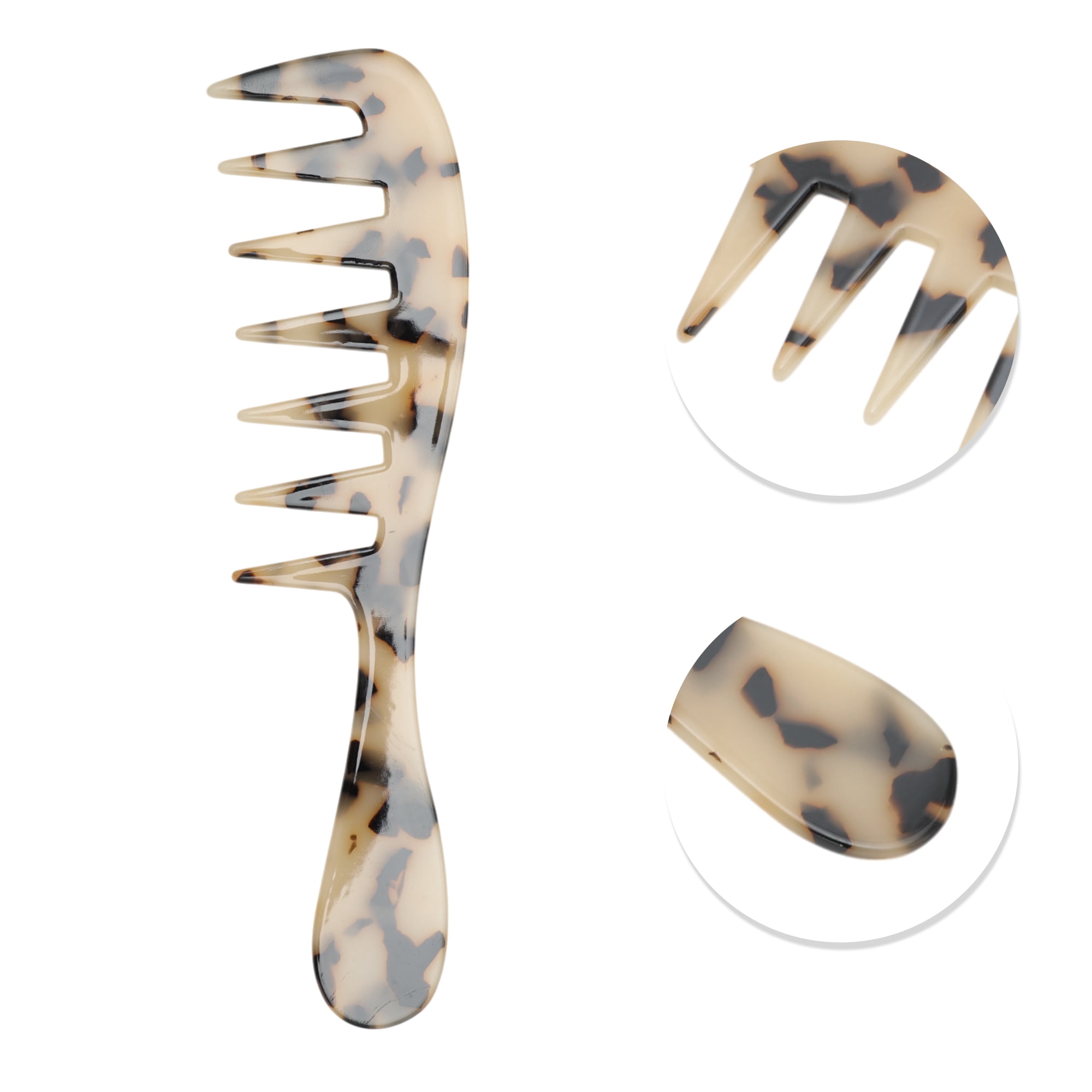 Unique Bargains 1 Pc Long Handle Wide Tooth Comb for All Hair Types Care Beige, Black