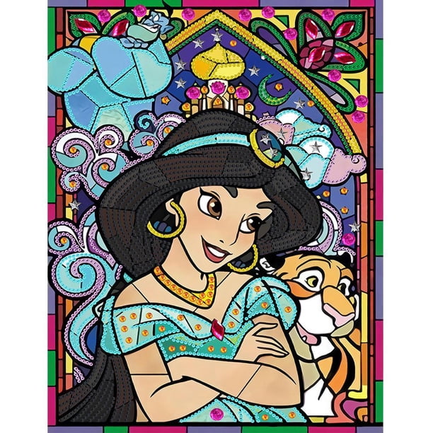 Cuadros Decorativos Princesa Jasmine 5D DIY Diamond Painting Arte de taladro parcial en forma especial (K110) Wdftyju de costura negro 4 estilos
