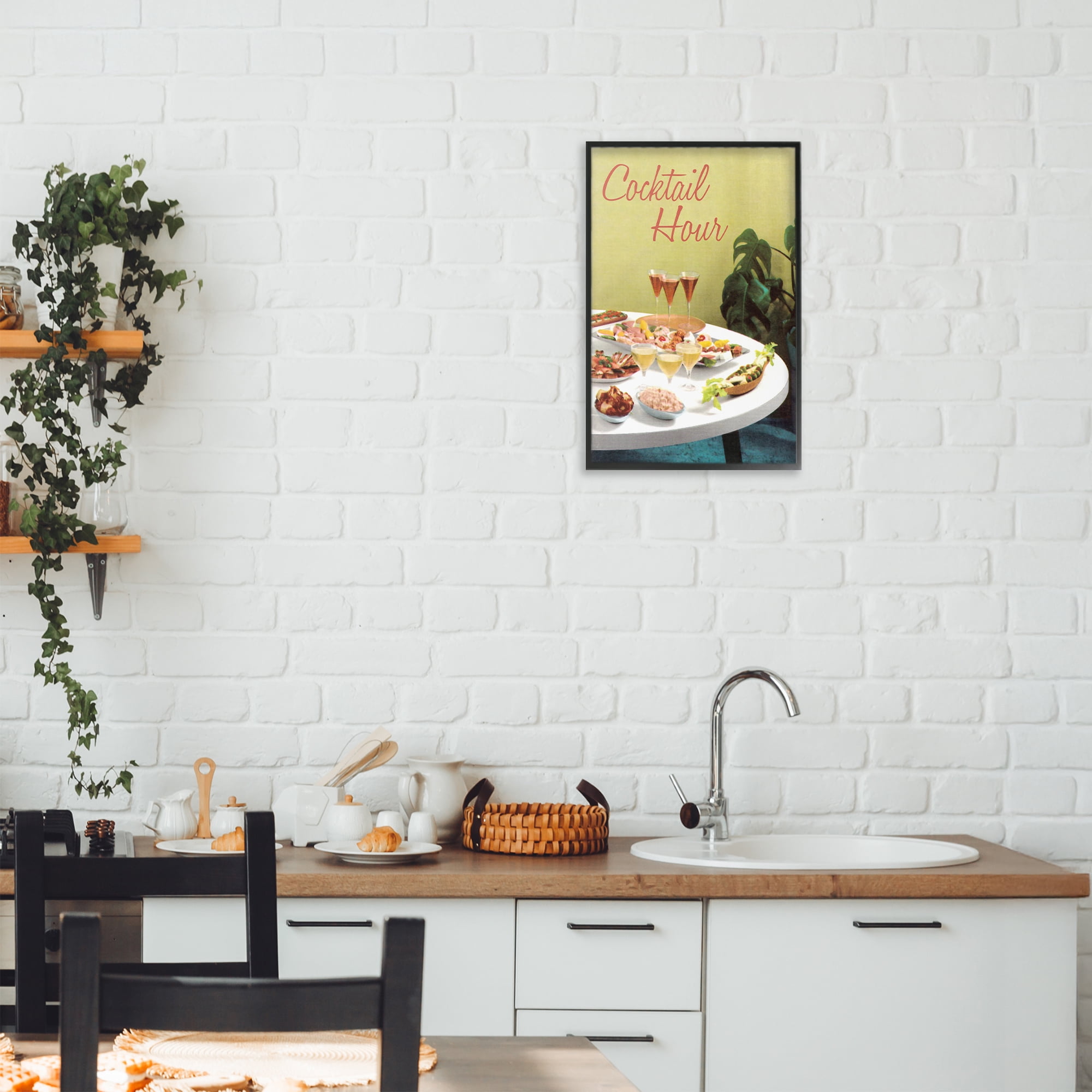 Stupell Industries Cocktail Hour Table Spread Black Framed Giclee Art, design by Tim Wright