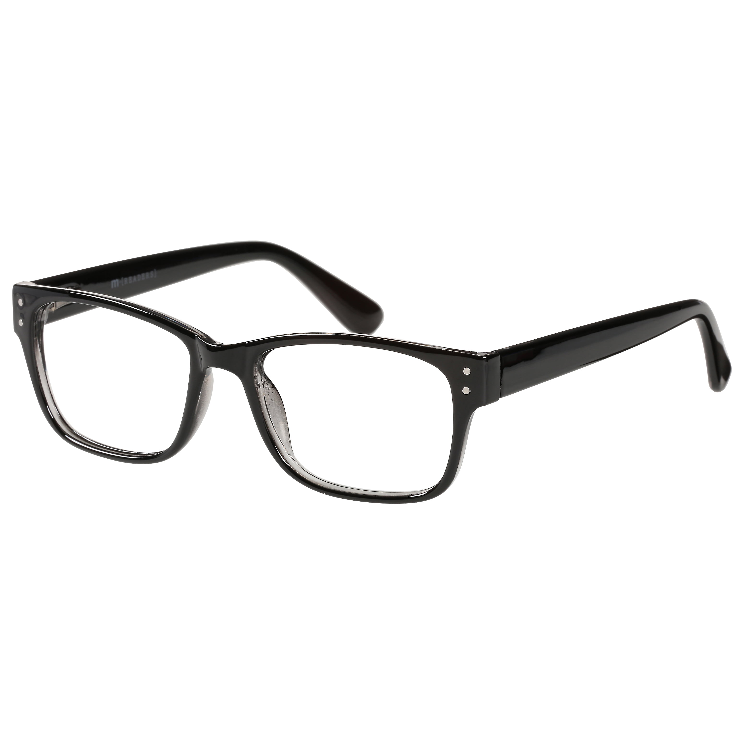 (2 pack) M+ Mens Square Plastic Reading Glasses 1.50 Oliver in Classic Black