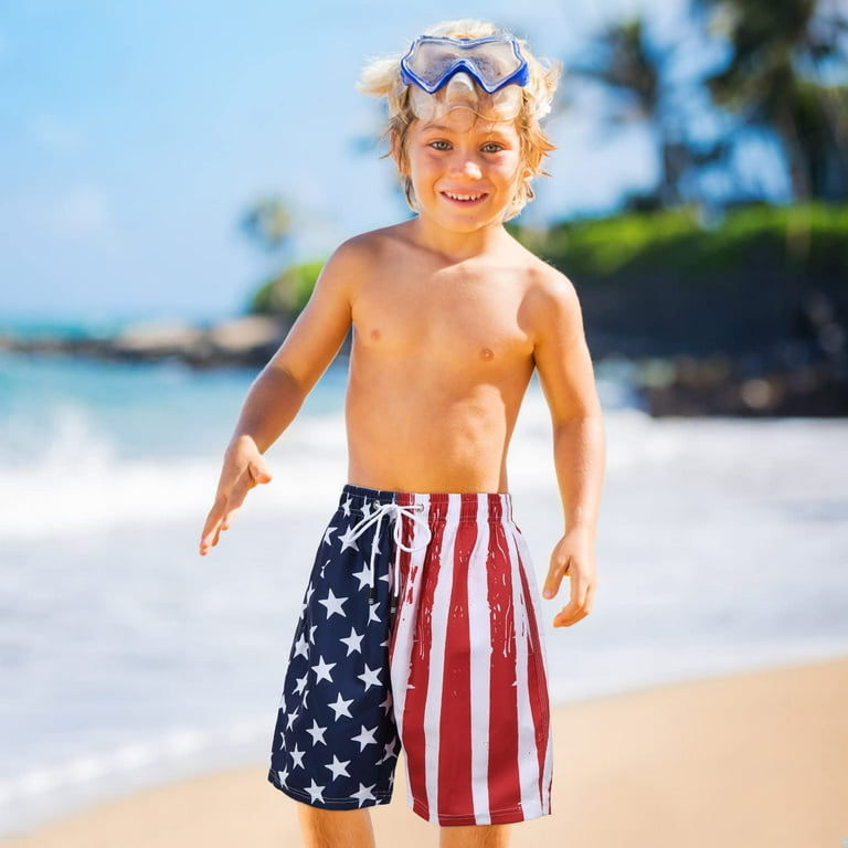 DSstyles Boys American Flag Swim Trunk 5 14 Walmart