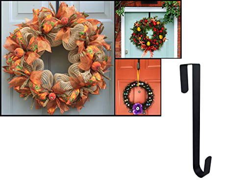 Indoor Outdoor Wreath Hangers Multi-Purpose Home Décor Hanger Ifavor123 Pack of 4 Black Metal 12 Inches in Length Over-The-Door Closet Door Hanger Hooks