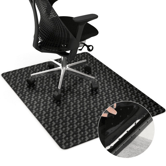 WANLISELL Office Chair Mat for Carpet Floor, Black Plastic Carpet Protector for Home, Office, Rolling Chairs, 35" x 47"