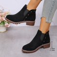 thumbnail image 7 of Kopltyrfg Fall Shoes for Women 2025 Ankle Boots Side V Cut Platform Chunky Heels Short Booties with Zipper Suede Round Toe Low Heel Comfortable Walking Non Slip Boot Low-top Loafer (Black,38), 7 of 7