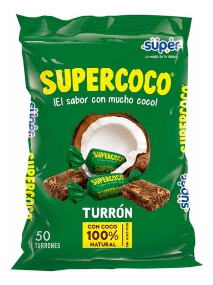 Super Turron Supercoco All-Natural Coconut Candy (50 Count) - Imported from Colombia