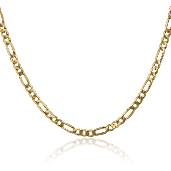 10K Solid Yellow Gold 4mm Figaro Link Chain Necklace