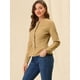 thumbnail image 4 of Chaqueta de mezclilla Allegra K con cuello redondo botones manga larga peplum Caqui XS, 4 of 6