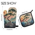 thumbnail image 2 of Yayeee Oven Mitts and Pot Holder Set of 2 Heat Resistant Kitchen Gloves Baking Hot Pad, Pine Tree at Dawn, 2 of 5
