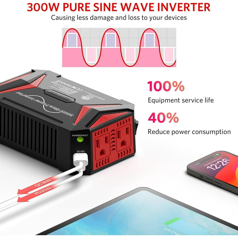 pure sine wave inverter cigarette lighter Bestek 300w Power Inverter for Car DC 12V to 110v AC Car Adapter with 4.8a Dual USB Charging Port