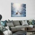 thumbnail image 2 of JEUXUS Christmas Canvas Wall Art Deer Elk in Forest Snowy Winter Oil Paintings on Canvas Wall Decor for Living Room Bedroom Bathroom Artwork Decorations Ready to Hang 16x16in, 2 of 4