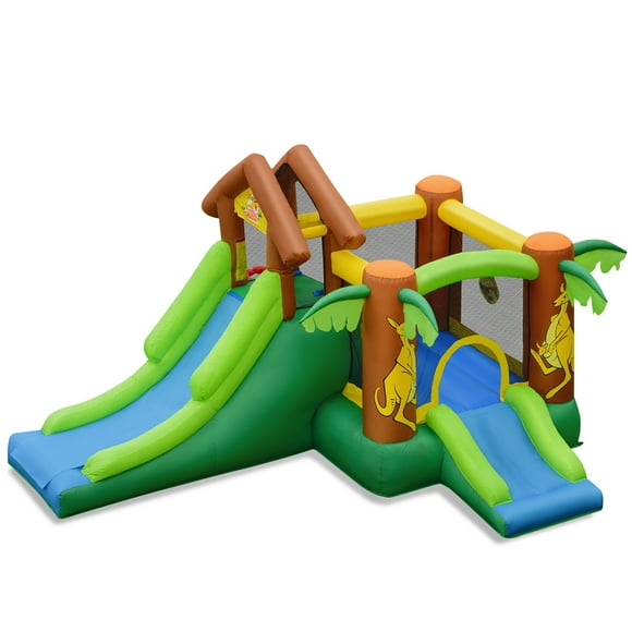 Costway Maison Gonflable de Jungle pour Enfants à Double Glissade, Château Sauteur