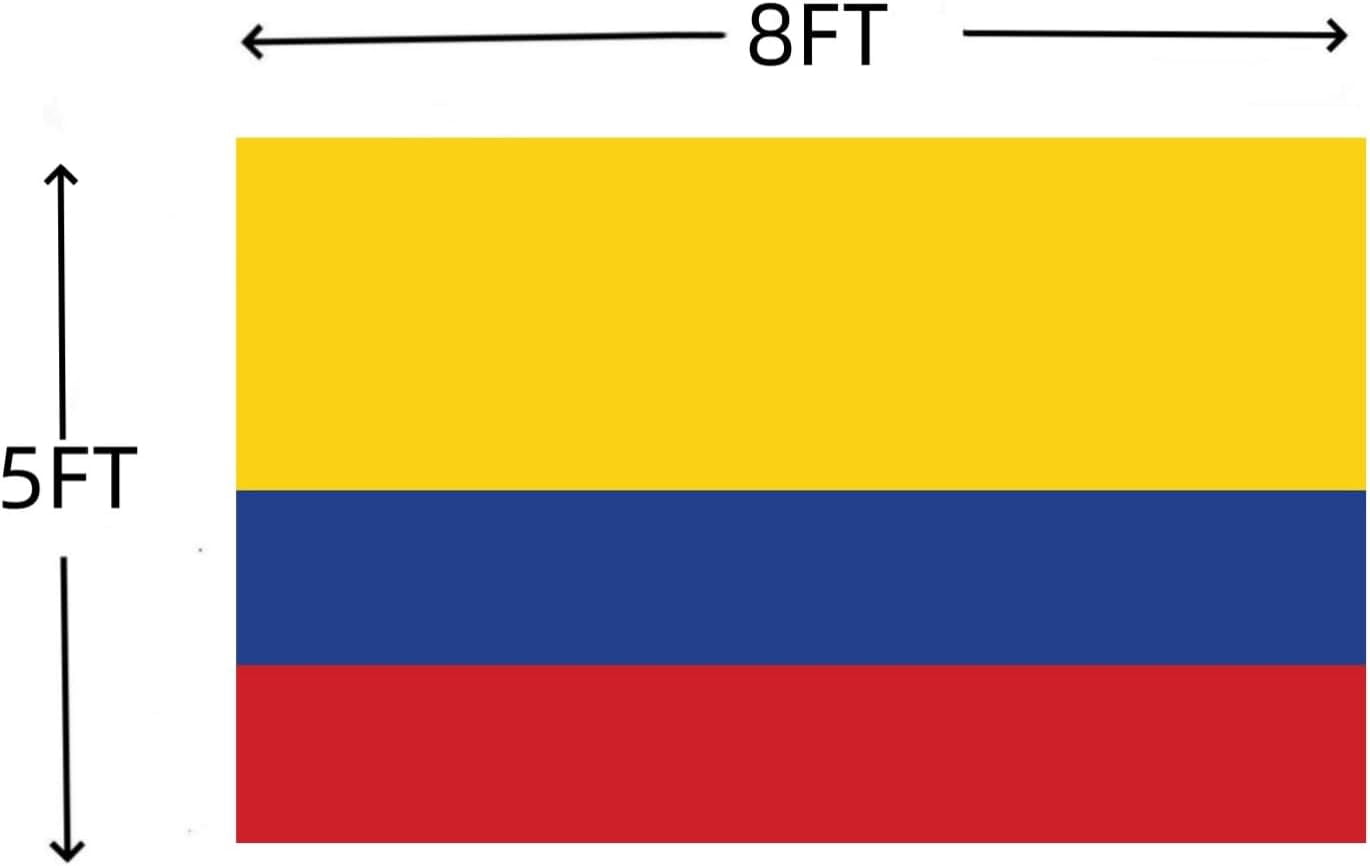 Colombia Flag 5X8FT, Outdoor and Indoor Polyester Flags, Double Stitched Colombian National Flags with Brass Grommets and Stronger Header. (5X8)