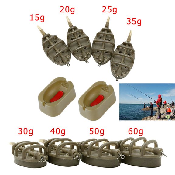 Onemayship Carp Fishing Inline Method Feeder Set 4 Bait Feeders with 1 Quick Release Moulds for Bait Holder Tool Carp Fishing Accessories Tackle