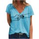 thumbnail image 2 of Pntutb moda mujer Casual cuello pico verano tops sueltos estampado camisetas manga corta Pntutb Pntutb-6896, 2 of 7