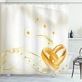 thumbnail image 1 of Ambesonne Wedding Shower Curtain, Rings Heart 3D Style, 69"Wx84"L, Marigold White, 1 of 3