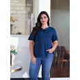 thumbnail image 5 of Sewify 2025 Summer Women's Plus Size Tops Short Sleeve Eyelet Cross Rope Hollow V-Neck Elegant Blouses,1X/2X/3X/4X, 5 of 7