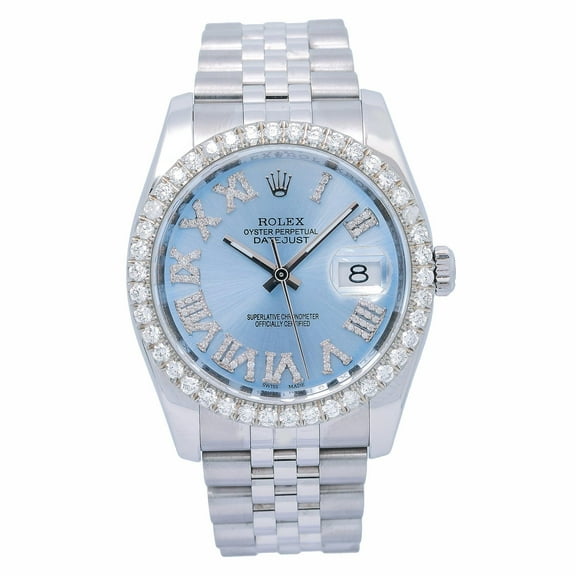 Pre-Owned Rolex Datejust 116234 36MM Blue Diamond Dial With Stainless Steel Bracelet