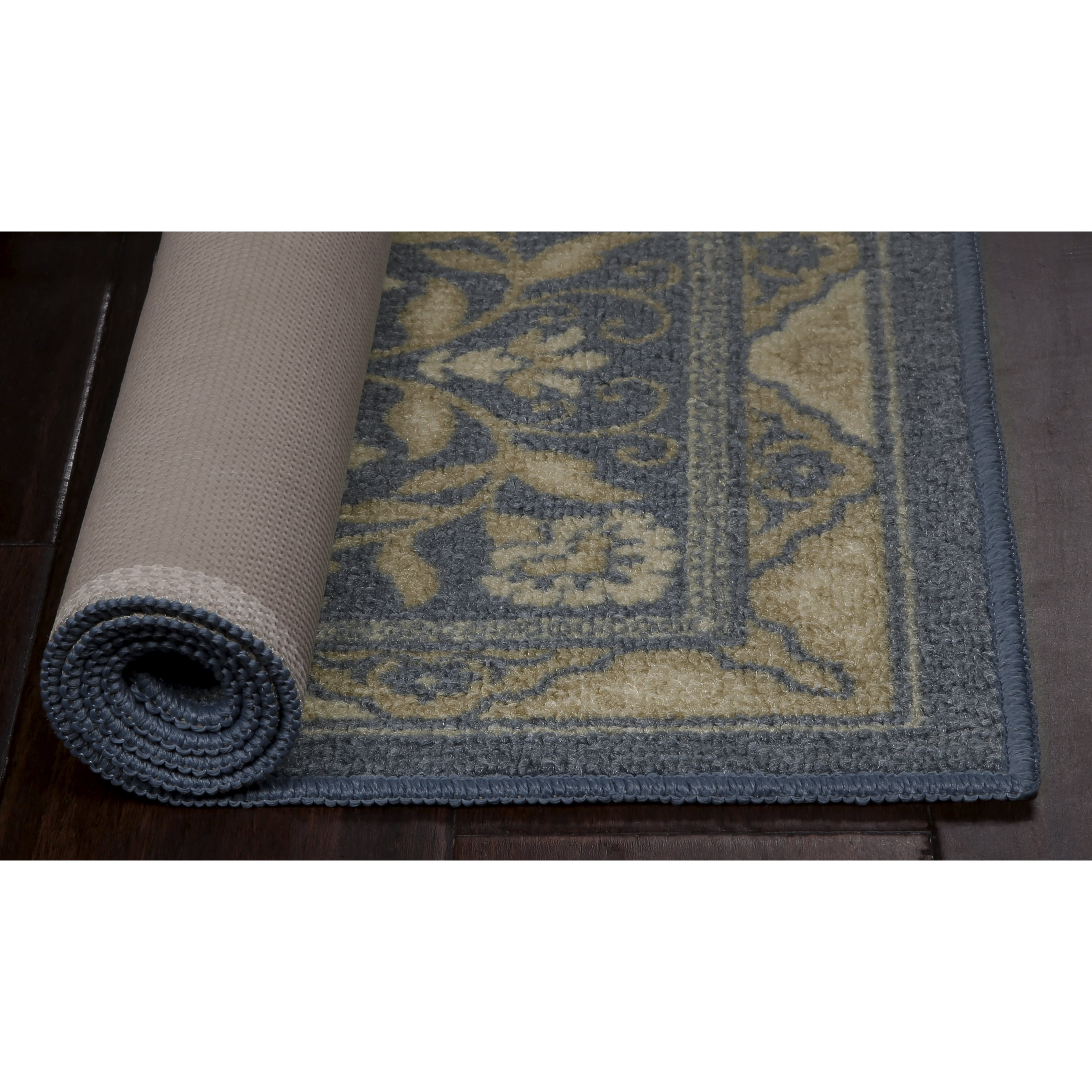 Maples Rugs Florence Traditional Swirl Blue Washable Entryway Area Rug, 2'6 x 3'10