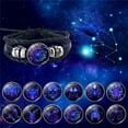 thumbnail image 4 of SEARCHI 12 Constellation Bracelets Leather Multilayer Alloy Adjustable Bracelets for BFF Couples, Hand Woven Braided Rope Bangle,Pisces, 4 of 5