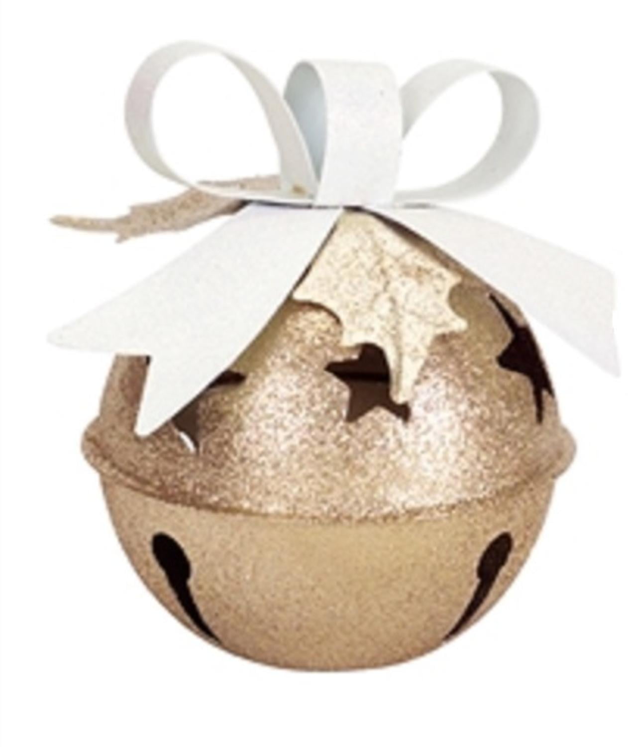 7.5" Glittered Gold Jingle Bell Tea Light Christmas Candle Holder with White Bow Walmart Canada