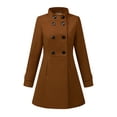 thumbnail image 1 of INSPIRE CHIC Women's Stand Collar Double Breasted Trendy Winter Coat, 1 of 5