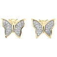 thumbnail image 2 of 10K Yellow Gold Round Diamond Small Butterfly Stud Themed Earrings 0.12 Ct., 2 of 5