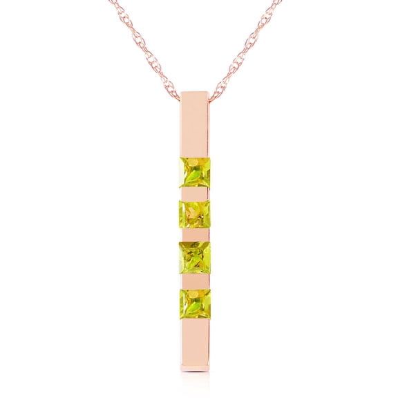 Galaxy Gold 14k Rose Gold 18" Vertical Bar Necklace with Princess-cut Natural Peridots