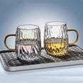 thumbnail image 4 of Tazas de vidrio texturizado Glacier de 480 ml con asas for té, capuchino, latte, zumo y leche., 4 of 7