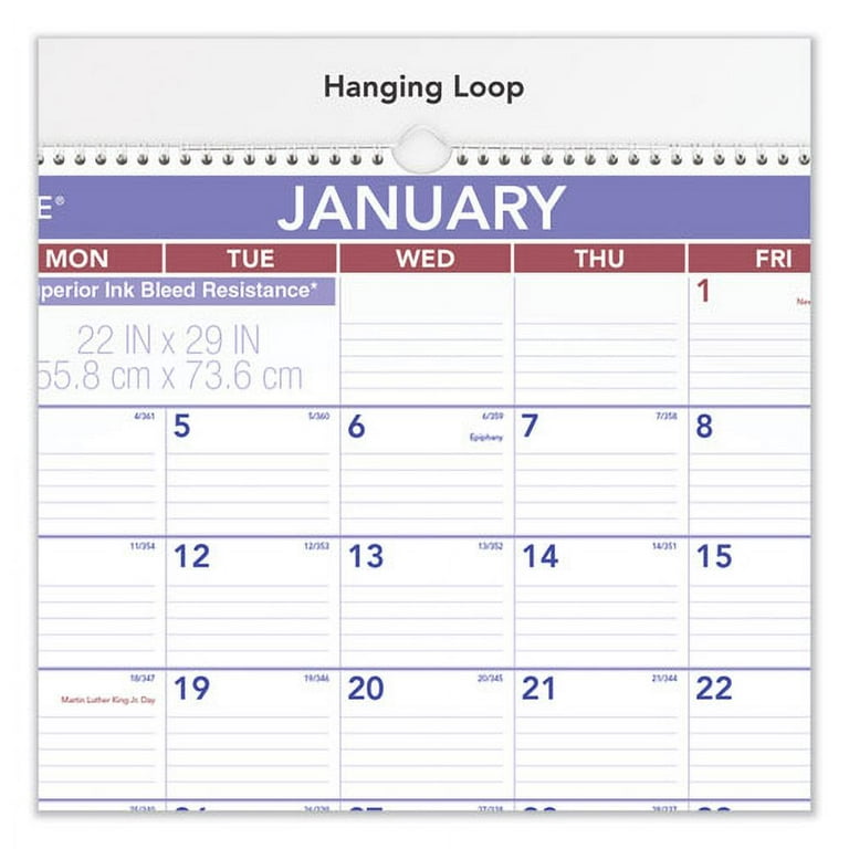 Two-Month Wall Calendar, 22 x 29, White/Blue/Red Sheets, 12-Month (Jan to Dec): 2024 Two-Month Wall Calendar, 22 x 29, White/Blue/Red Sheets, 12-Month (Jan to Dec): 2024