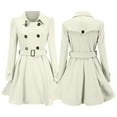 thumbnail image 2 of Winter Warm Women Buttons Woolen Coat Trench Jacket Belt Overcoat Outwear, 2 of 4