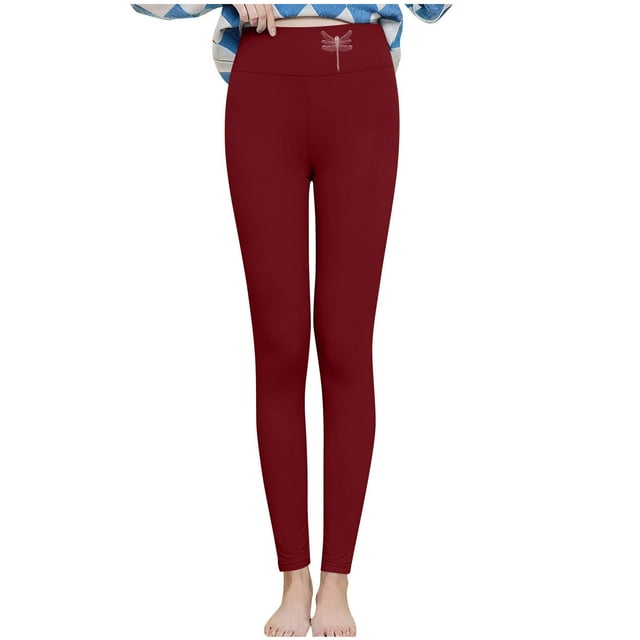 Womens Fleece Pants, Lamb Wool Leggings with Fleece Lining