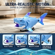 Battery Operated Light Up Blue Shark Toy with Moving Parts, Kids Electronic Animal Toy with Music and Lights