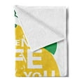 thumbnail image 2 of Lemon Soft Flannel Fleece Blanket, When Life Gives You Lemons Make Lemonade Words on Grunge Lemon Painting, Cozy Plush for Indoor and Outdoor Use, 70" x 90", Mustard Green and White, by Ambesonne, 2 of 5
