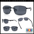 thumbnail image 2 of Polarized Mens Rectangular Metal Rim Gentlemanly Wrap Curved Sunglasses [All Black], 2 of 7